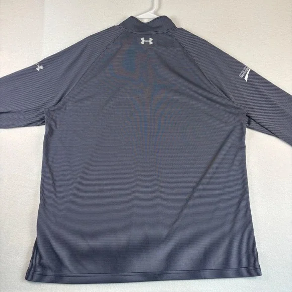 Under Armour Mens 2XL HeatGear 1/4 Zip Pullover Navy Blue Striped Performance - Picture 14 of 15